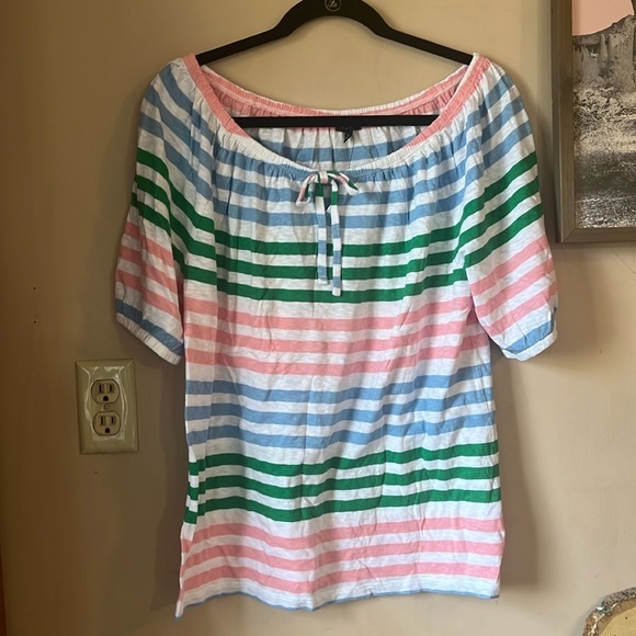 FINAL SALE NWT Talbots Multicolor Striped Stretch Top Size Large - Picture 1 of 6